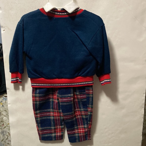 NWOT 3-Piece Blue + Plaid INFANT BOY Sweater/Onesie/Bowtie OUTFIT Size 12 mos - Picture 3 of 7